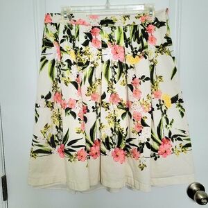 Talbots Floral Flowery Plant Knee-Length Cute Elegant Feminine Pleated Skirt 10P